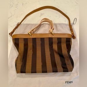 FENDI Pequin Shoulder Strap Tote (Tobacco Barley colorway)